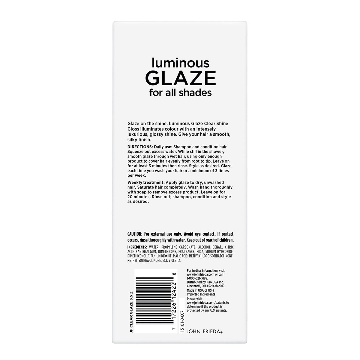 John Frieda Luminous Glaze Clear Shine Hair Gloss, 6.5 fl oz, 2 Pack
