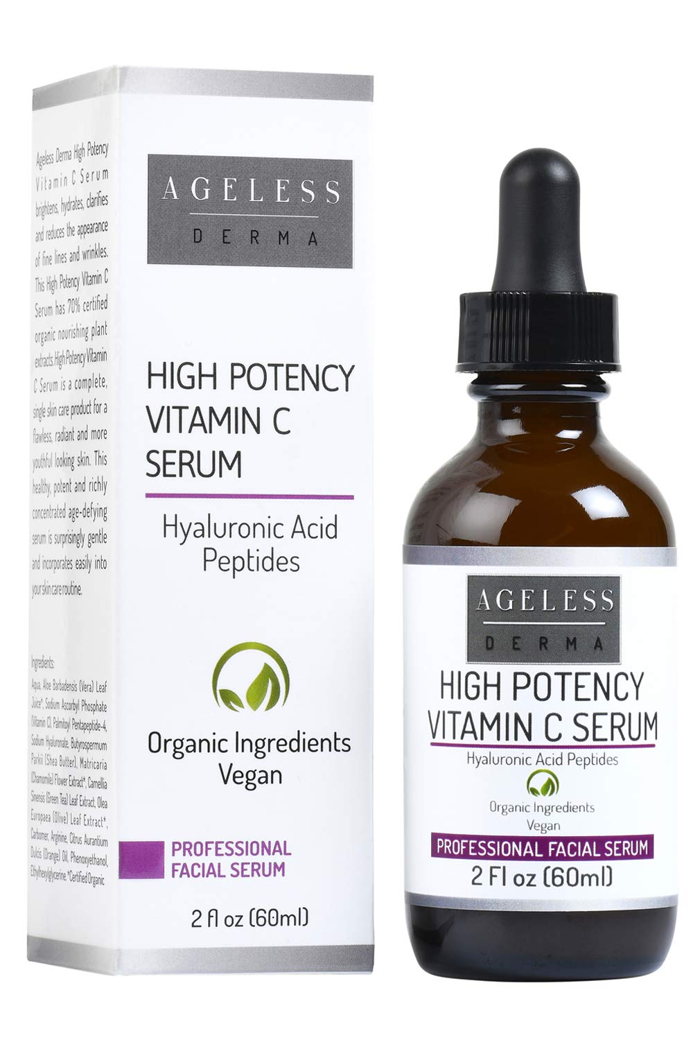 Ageless Derma High Potency Vitamin C Serum with Hyaluronic Acid by Dr. Mostamand. 2 FL oz (60 ml) Beauty & Personal Care Ageless Derma