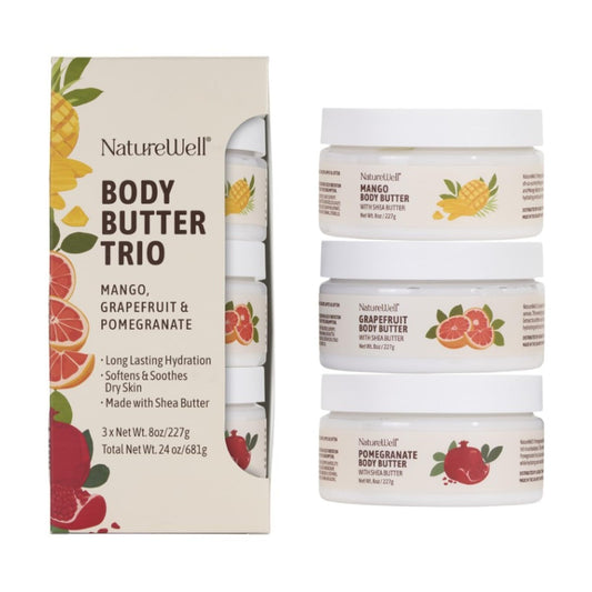 NATURE WELL Shea Body Butter Variety Pack, Includes Grapefruit, Mango, & Pomegranate, Provides Ultimate Nourishment & Hydration, 3 Pack (8 Oz Ea) Beauty & Personal Care NATURE WELL