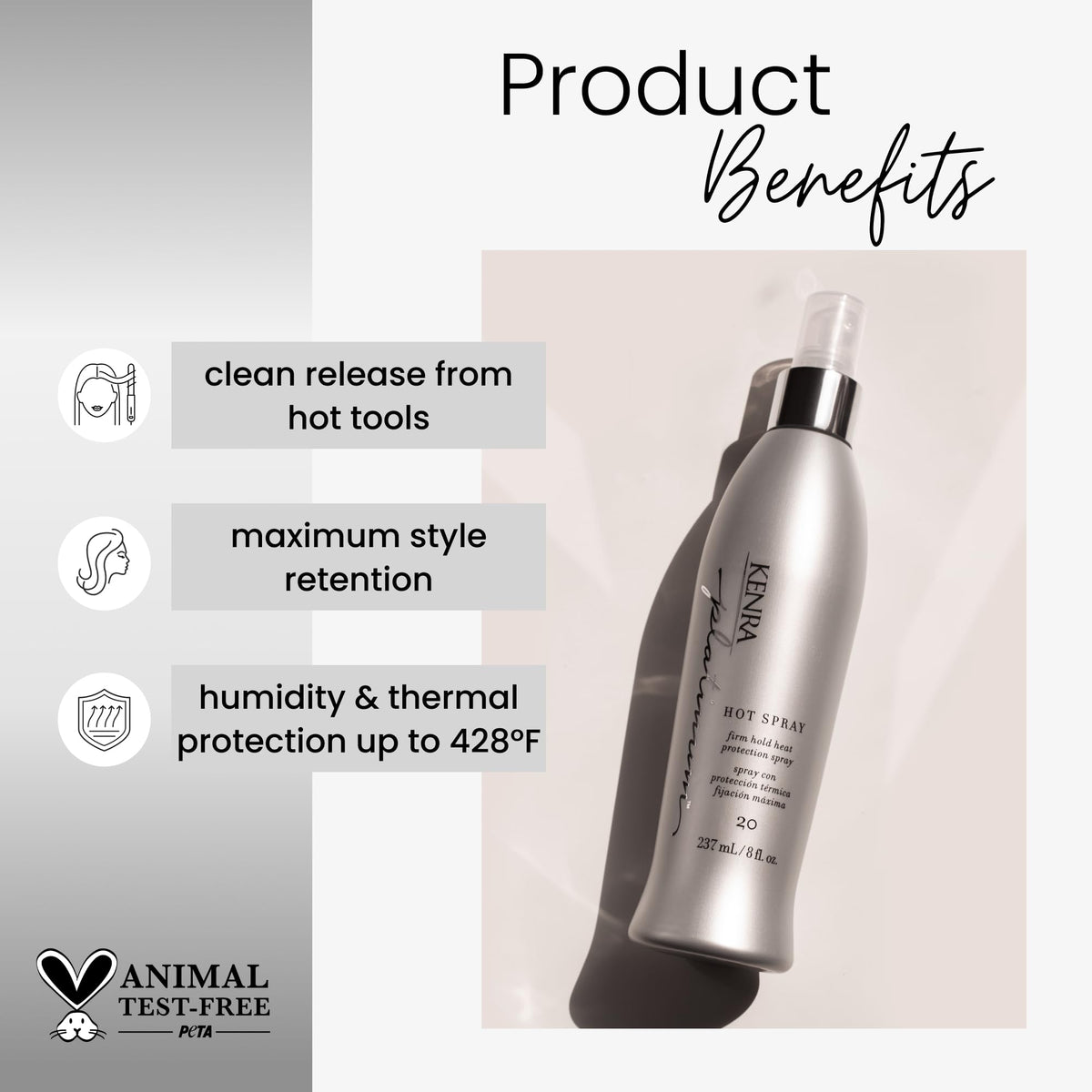 Kenra Platinum Hot Spray 20 | Heat Protection Styler | Long-Lasting, Firm Hold | Adds Vibrant Shine | Humidity & Thermal Protection | Clean Release Beauty & Personal Care Kenra