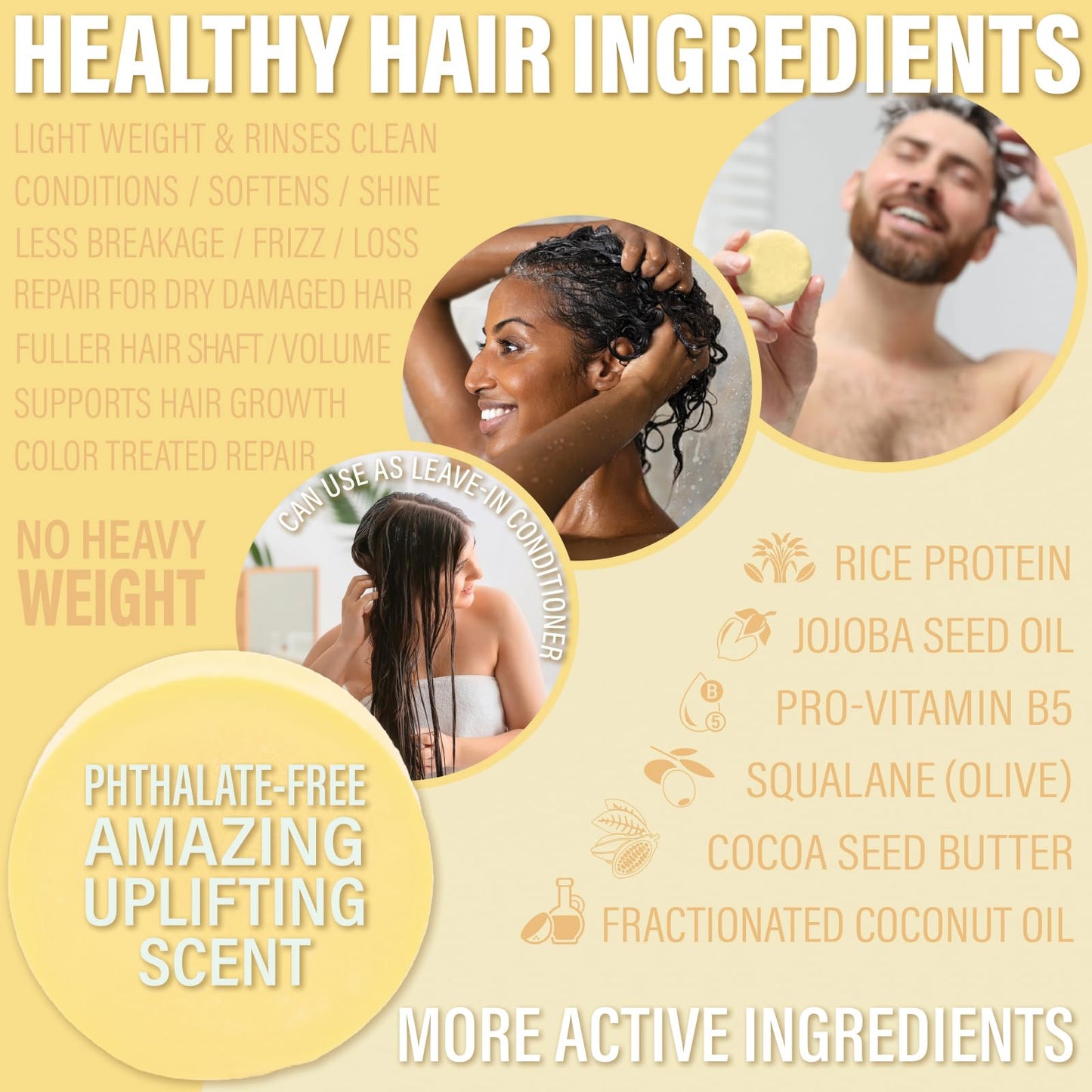 Luxiny Pina Colada Shampoo and Conditioner Bar Set - Sulfate-Free Shampoo Bar (60g) & Deep Conditioner Bar (50g) for Normal to Dry Hair, Made in USA Beauty & Personal Care Luxiny
