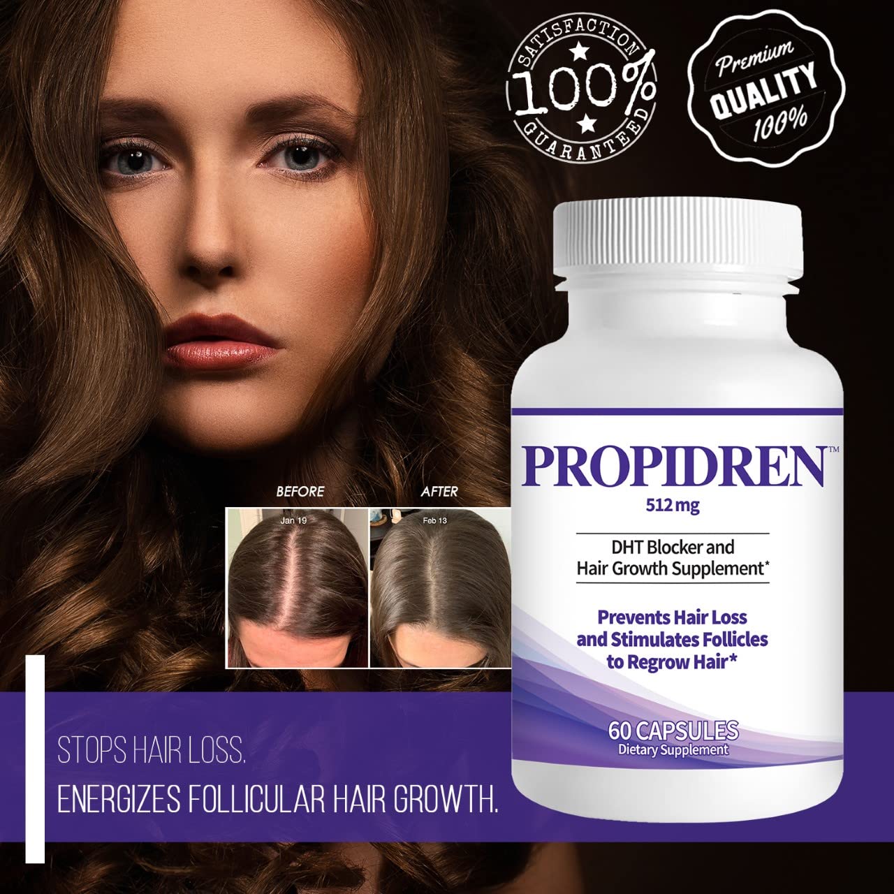 Propidren DHT Blocker & Hair Growth Pills To Stop Hair Loss and Regrow Hair Beauty and Personal Care Pronexa