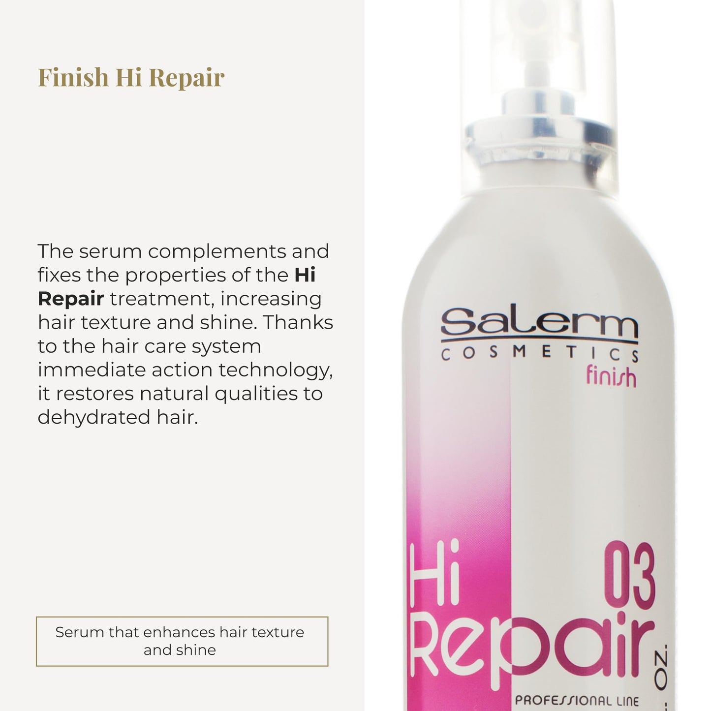 SALERM - Texturizing Hair Serum - Finish Hi Repair - 100 ml - For Damaged Hair - Rejuvenates and Repairs Hair - Softer and Shinier Hair - Immediate Beauty & Personal Care SALERM