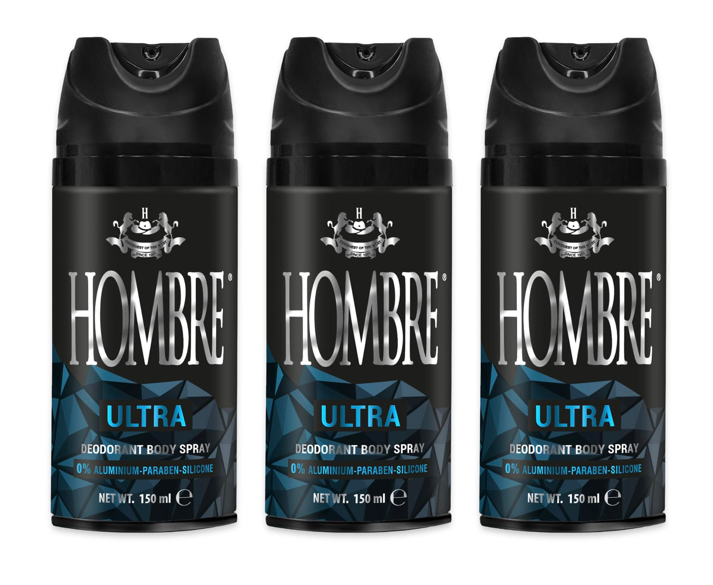 HOMBRE Ultra Spray Deodorant for Men - Woody Citrus-Aquatic Freshness - Aluminum-Free Deodorant Body Spray - Daily Odor Protection 150 ml (Pack of 3) Beauty and Personal Care HOMBRE