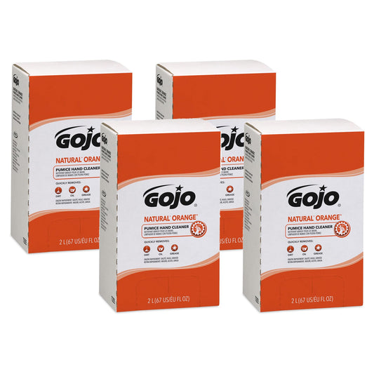 GOJO 7255 NATURAL ORANGE Pumice Hand Cleaner Refill, Citrus Scent, 2000mL, 4/Carton