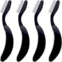 TecUnite 4 Packs Folding Eyelash Comb, Stainless Steel Teeth Eyebrow Comb Lash and Brow Makeup Brush (Black) Beauty & Personal Care TecUnite