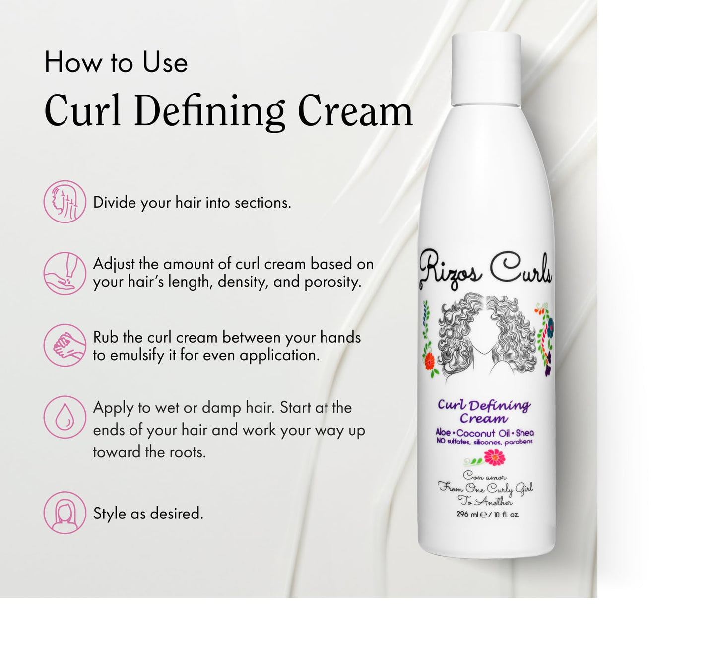 Rizos Curls Curl Defining Cream – Frizz Control, Defines & Moisturizes Wavy, Curly, Coily Hair, Adds Shine, Softens, Sulfate & Paraben-Free Beauty & Personal Care Rizos Curls
