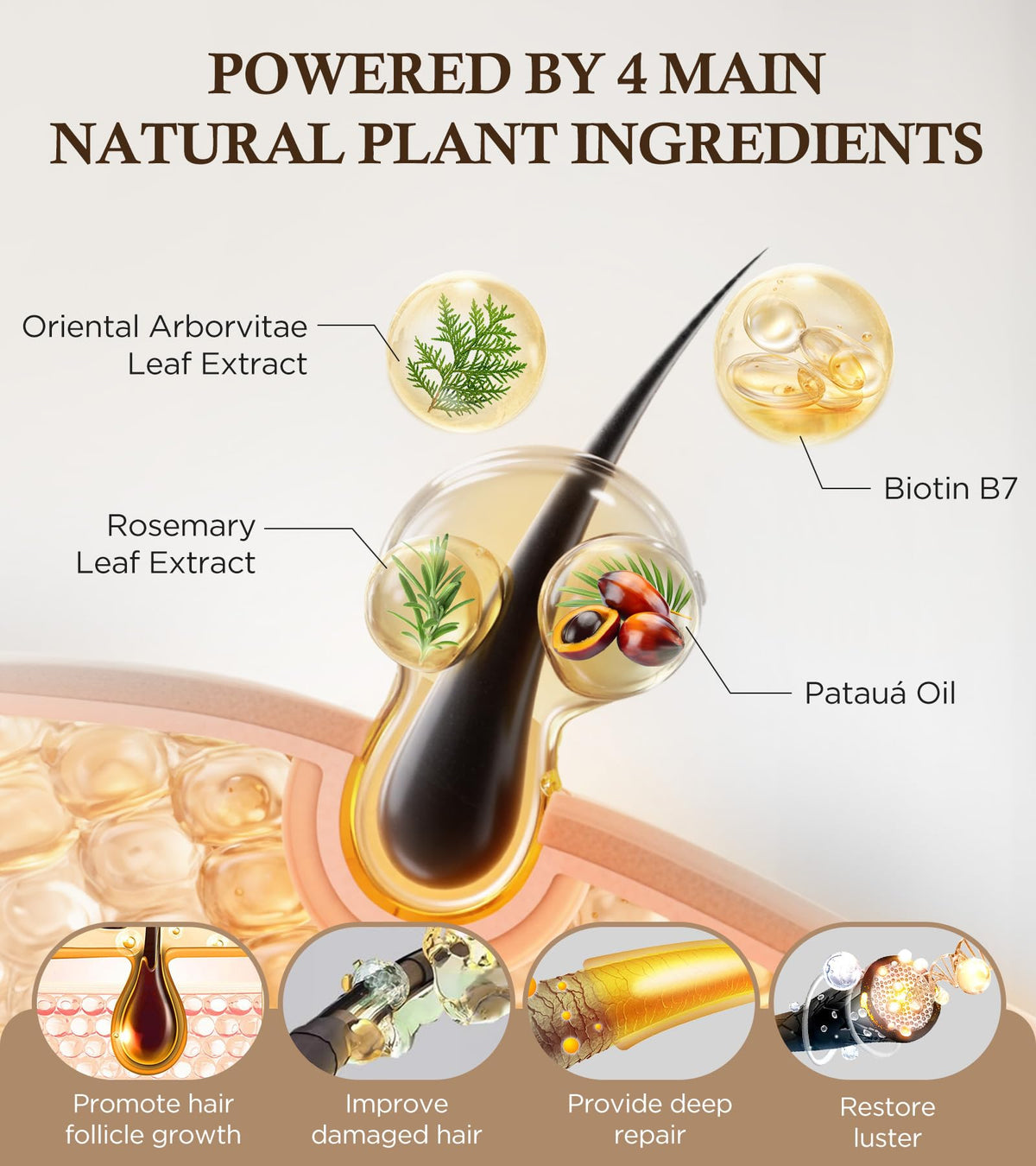 Biotin Shampoo for 3X Faster Hair Growth, 80% Less Hair Loss w/Thuja Extract, Deep Nourishing Hair Care w/Batana Noni Fruit Oil for Softer Shiner