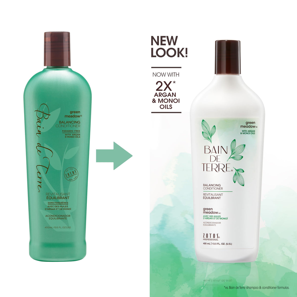 Bain de Terre Green Meadow Balancing Conditioner, Gentle Moisture Balance for Soft, Silky & Bouncy Hair with Argan & Monoi Oils, Paraben-free Beauty & Personal Care Bain de Terre