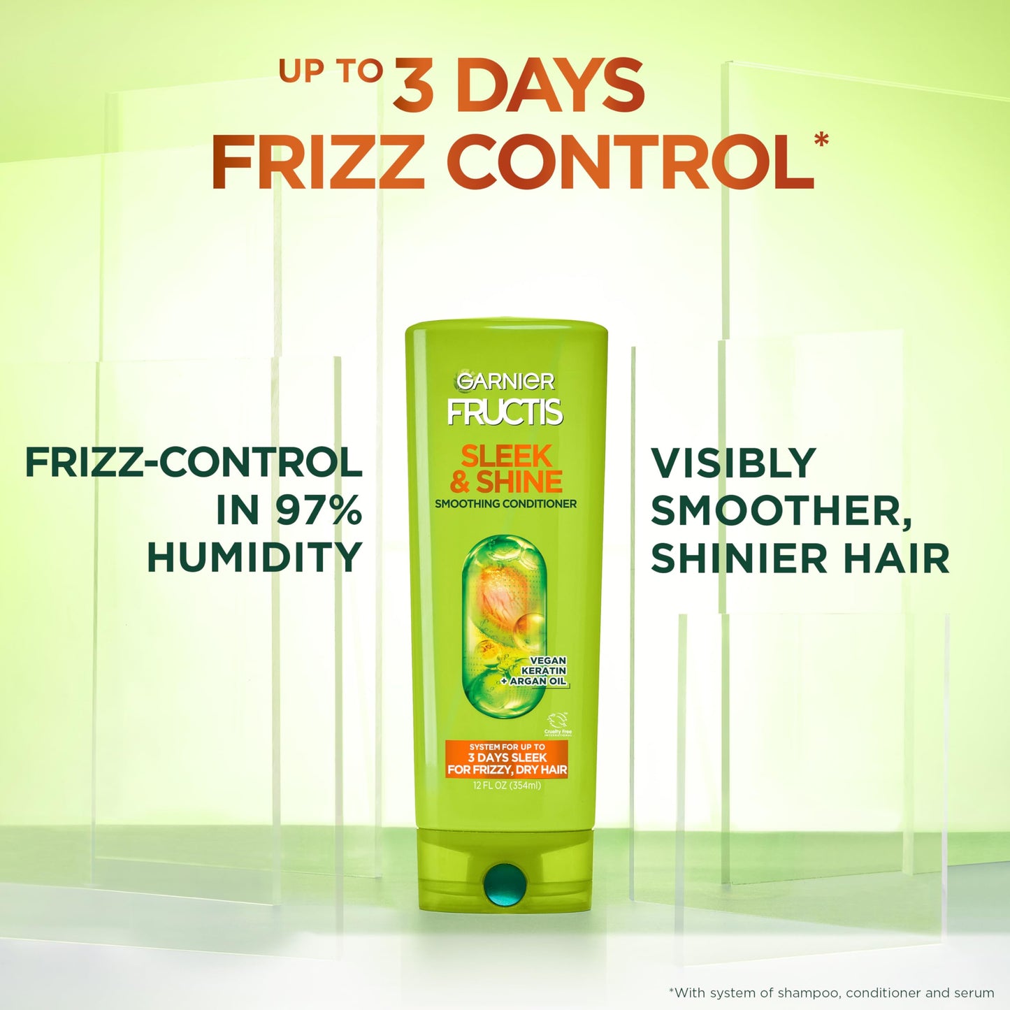Garnier Fructis Sleek & Shine Conditioner, Smoothing Conditioner for Frizzy, Dry Hair with Argan Oil and Vegan Keratin, 33.8 Fl Oz (Packaging May Beauty & Personal Care Garnier