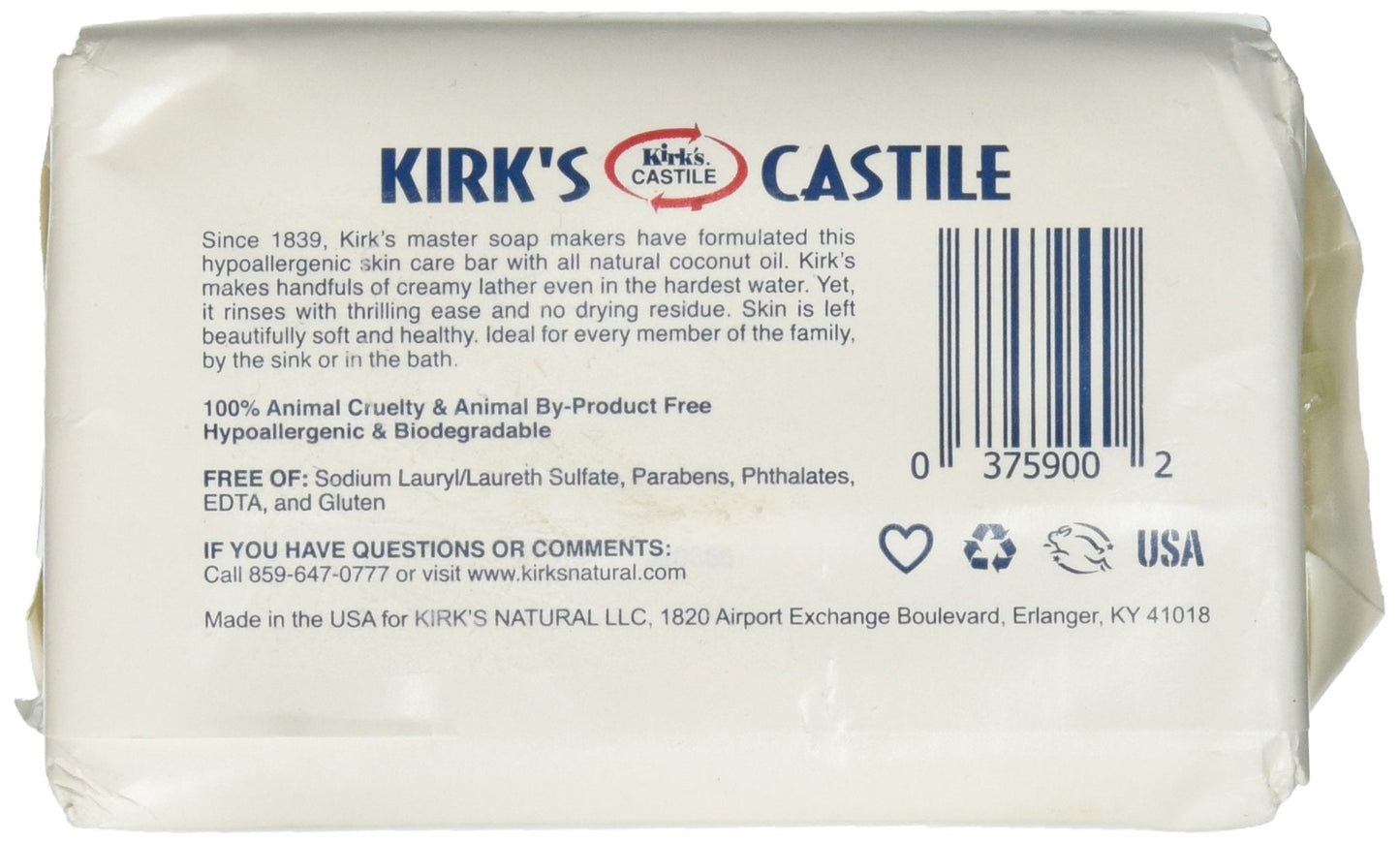 KIRK'S NATURAL 32990 Kirks Coco Castile Bar Soap, 4 oz Beauty & Personal Care Kirk's
