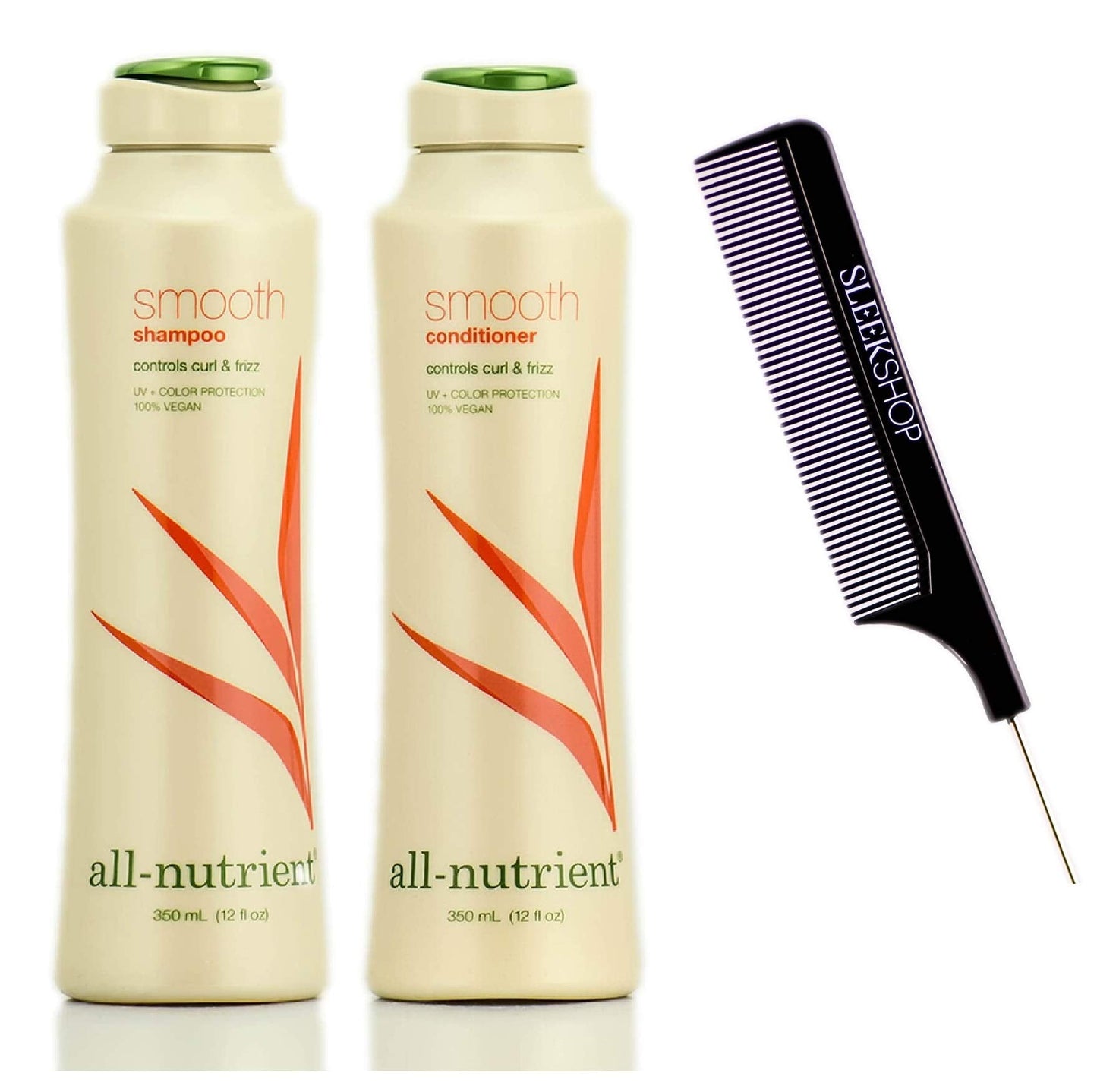 All-Nutrient SMOOTH Shampoo & Conditioner DUO SET, CONTROLS Curl & Hair Frizz (w/Sleek Comb) UV+ Color Protection, 100% Vegan (12 oz + 12 oz DUO KIT) Beauty & Personal Care intefre