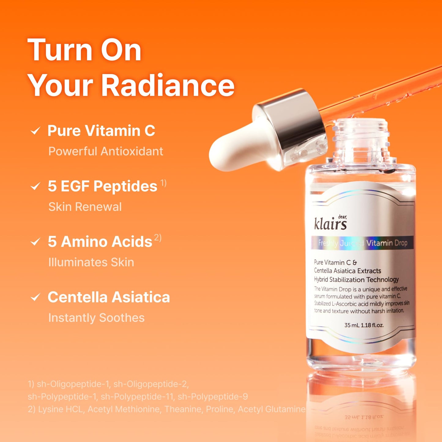 DearKlairs Vitamin C Serum - Korean Brightening Daily Serum with 5% Pure Vitamin C, EGF Peptides & Niacinamide, for Even Skin Tone, Dark Spot Care Beauty & Personal Care DearKlairs
