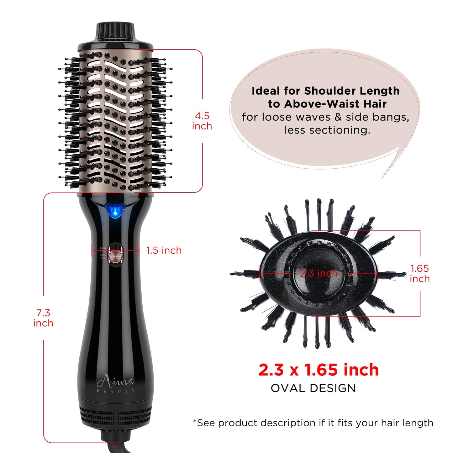 One Step Hair Dryer & Volumizing Hot Air Brush, Blow Dryer, Ceramic Straightener, Curler & Hot Comb 4 in 1 Salon Ionic Brush, Hair Styling Tools Beauty & Personal Care Aima Beauty