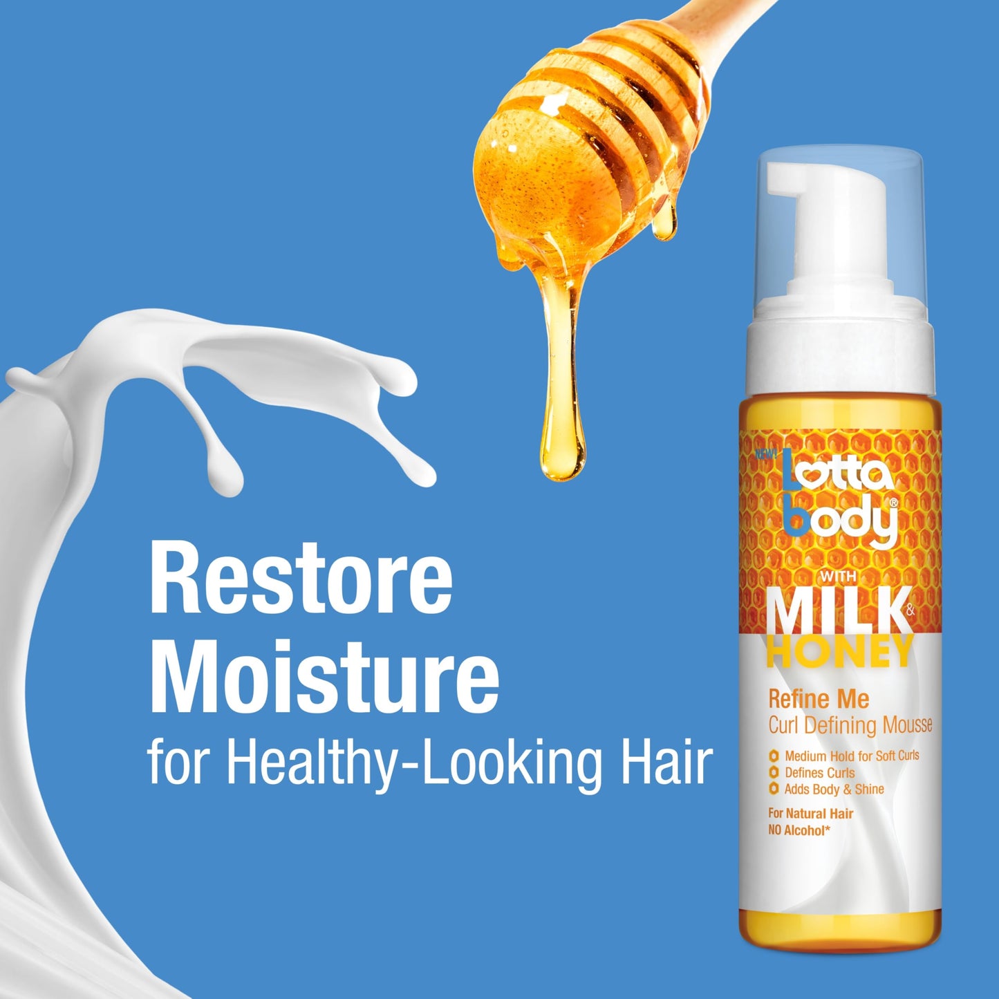 Lotta Body Mousse Curl Define Milk & Honey 7 Ounce Refine Me (Pack of 2) Beauty & Personal Care Lottabody