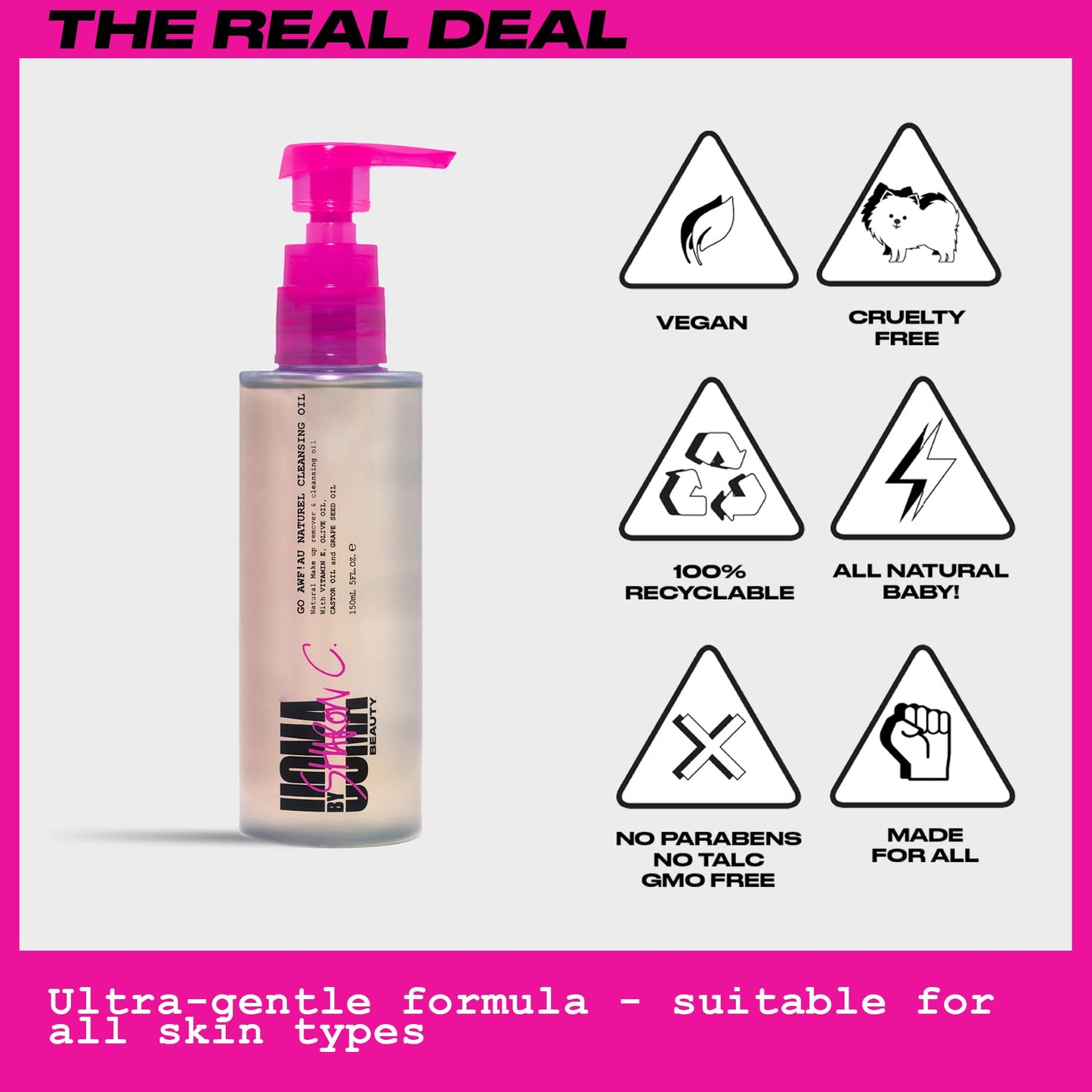 UOMA Cleansing Oil by Sharon C - Go Awf Au Naturel Cleansing Oil. Face Wash & Make Up Remover for All Skin Types, Hydrating Oil Cleanser with Natural Beauty & Personal Care UOMA Beauty