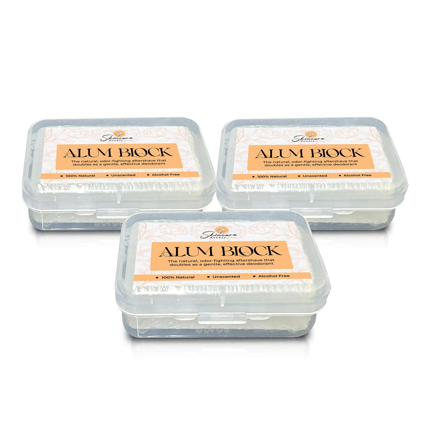 SKINCARE SUNDAY Alum Block - 100% Natural Freshness-Enhancing Aftershave - Unscented - Alcohol-Free - Travel-Friendly Skincare Solution - Pack of 3 Beauty and Personal Care SKINCARE SUNDAY
