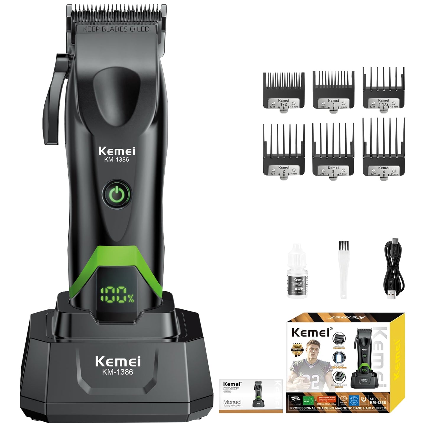 KEMEI 1386 Professional Hair Clippers for Men with Charging Base Beauty and Personal Care KEMEI