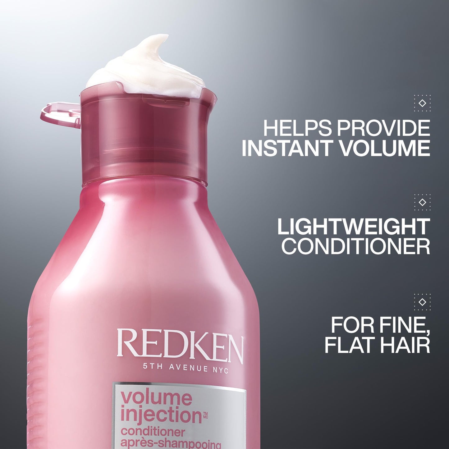 Redken Volume Injection Conditioner, Lightweight Volume Conditioner For Fine Hair, Detangles and Adds Volume & Body to Flat Hair, Soft, Shiny Finish Beauty & Personal Care Redken