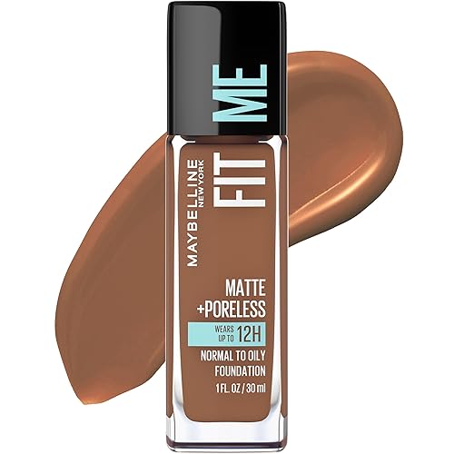 Maybelline Fit Me Matte + Poreless Liquid Foundation Makeup, Truffle, 1 fl; oz; Oil-Free Foundation Beauty & Personal Care MAYBELLINE