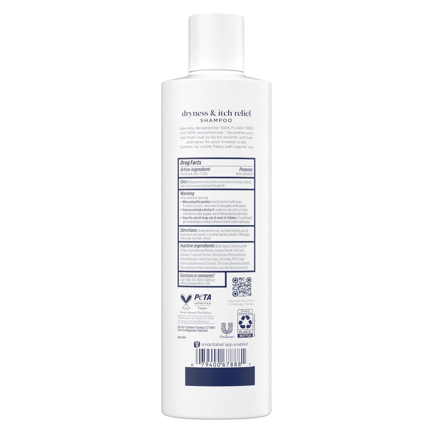 Dove Damage Therapy Derma Shampoo Dryness + Itch for Flaky Scalp with Pyrithione Zinc and Coconut Oil 12 Fl Oz Beauty & Personal Care Dove