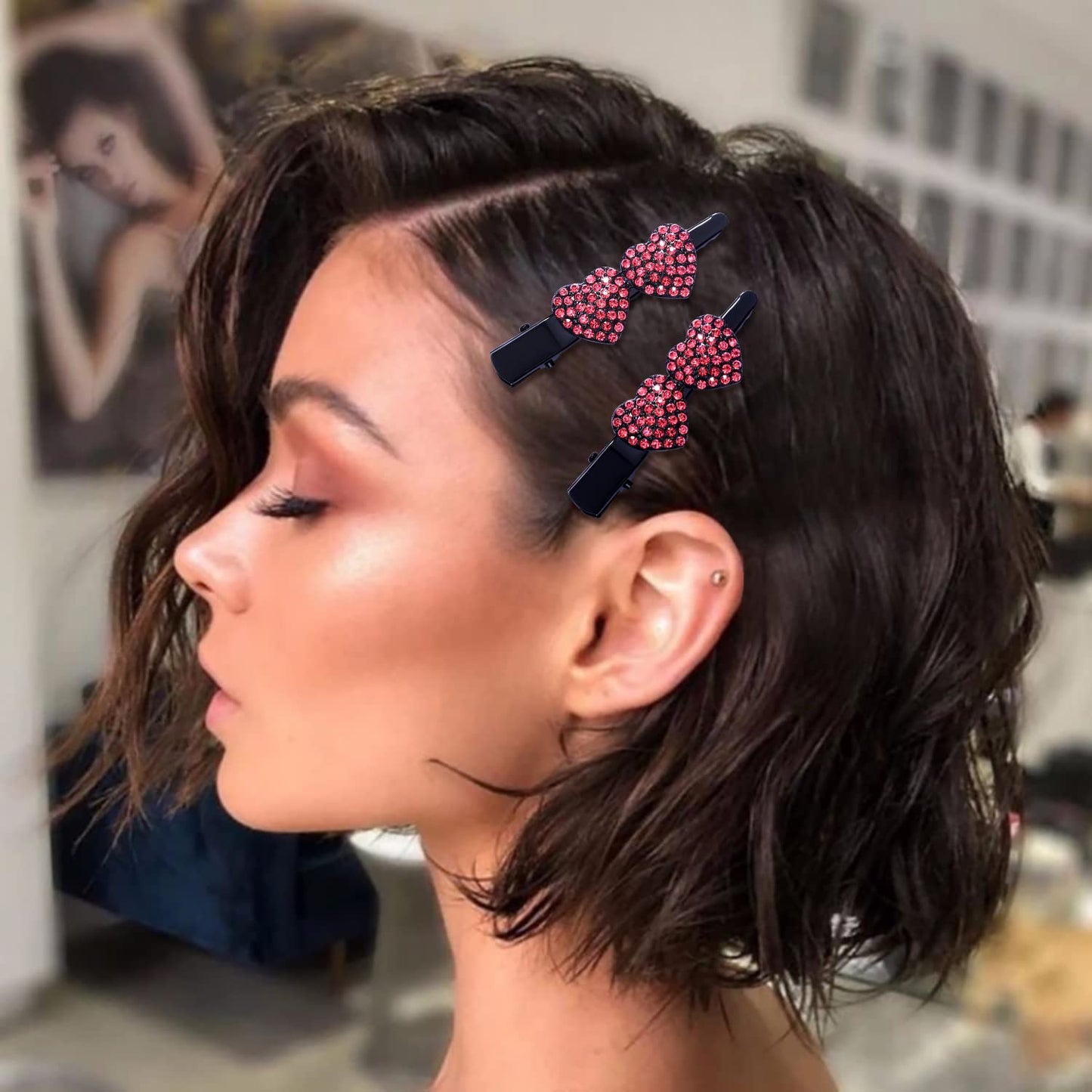 Valentine's Day Hair Clips for Women Girls lovely Heart black Hair Clips Sweet Side Bangs Barrette Hair Accessories, Gift for Valentine's Day Beauty & Personal Care BVGA