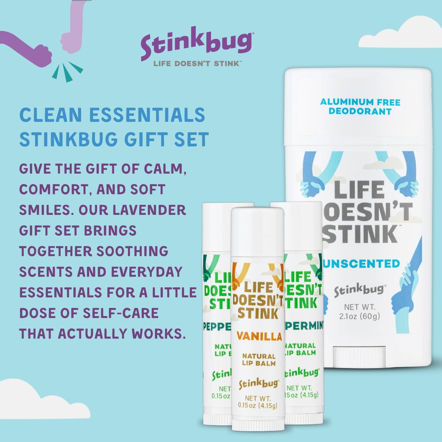 Stinkbug Naturals Organic Aluminum Free Deodorant Stick with Lip Balm, Jojoba Oil, Coconut Oil and Cocoa Butter (Includes 1 Natural Unscented Beauty and Personal Care Stinkbug