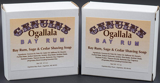 Two (2) Genuine Ogallala Bay Rum, Bay Rum & Sage and Cedar Shaving Soap - Each Puck 4.5 oz Beauty and Personal Care Ogallala Bay Rum