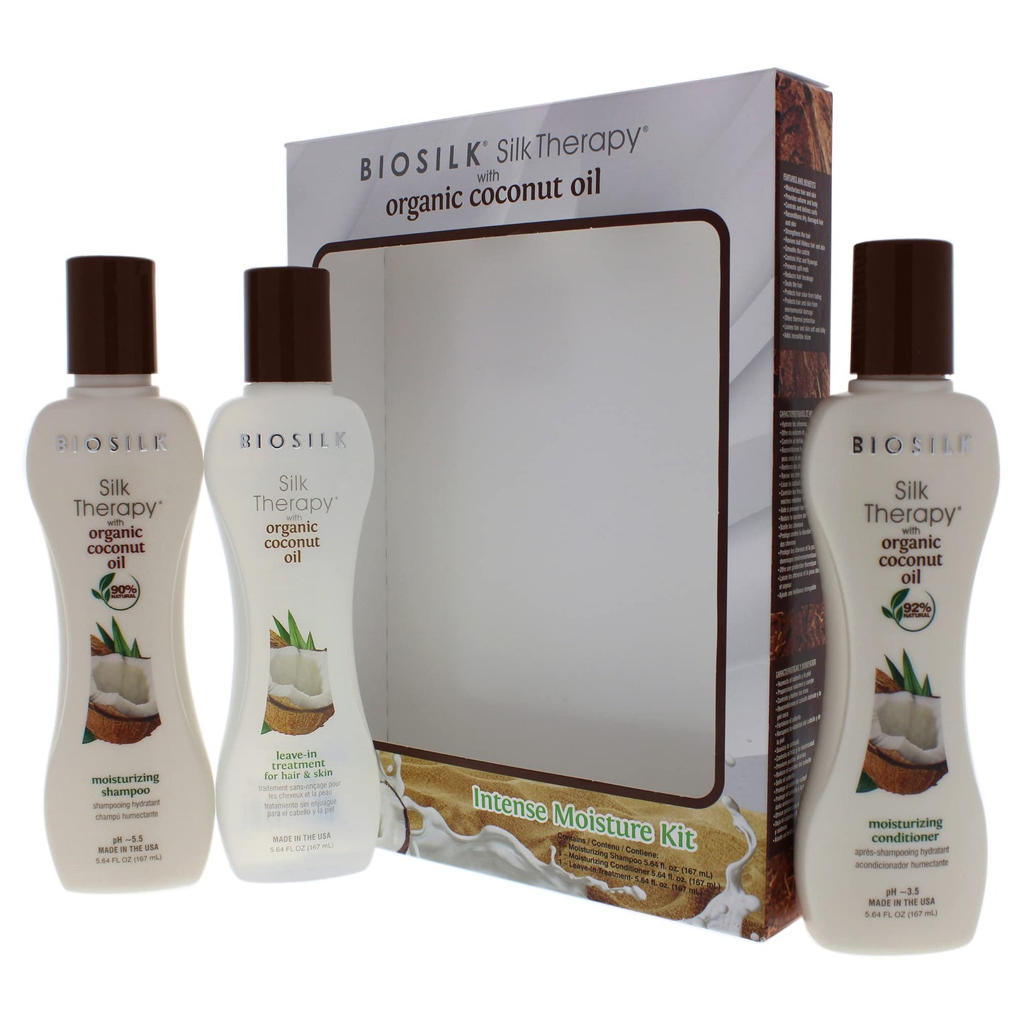 BioSilk Silk Therapy with Natural Coconut Oil Intense Moisture Kit (Pack of 3) Beauty & Personal Care BioSilk