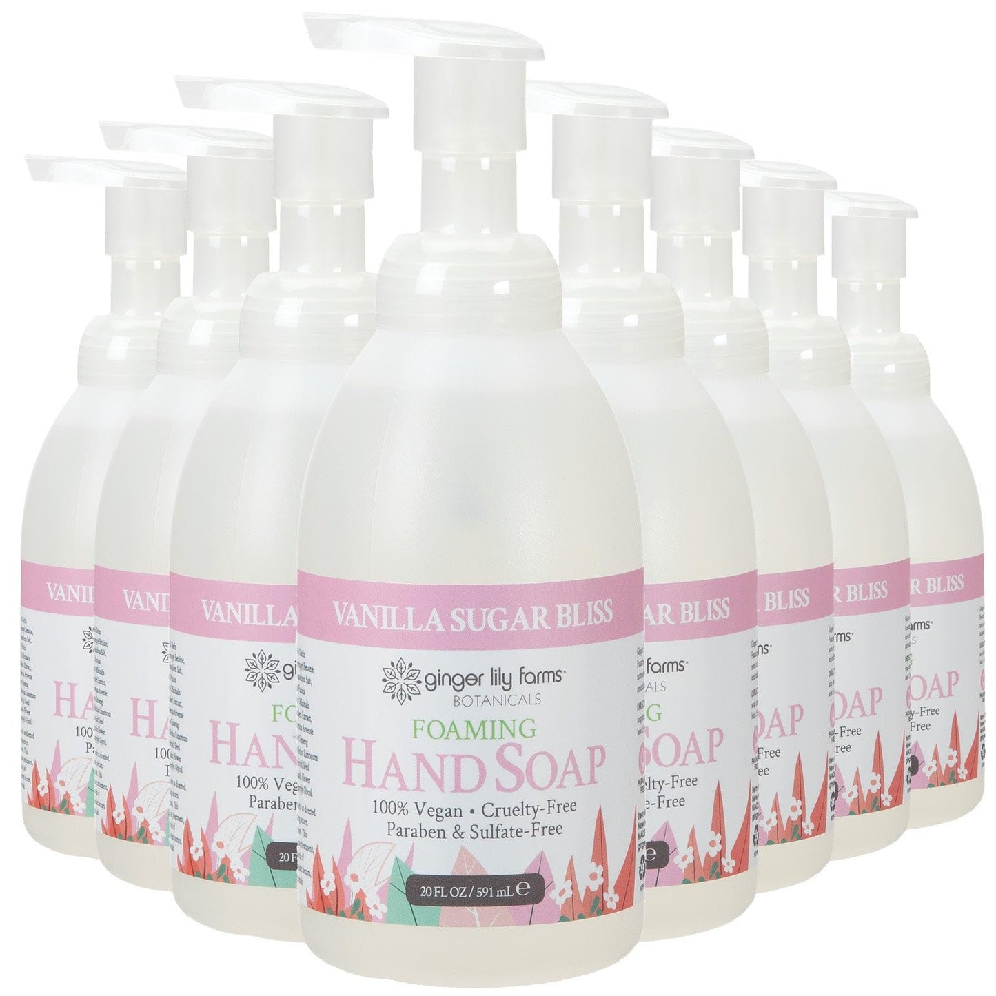 Ginger Lily Farms Botanicals All-Purpose Foaming Hand Soap Refill, 100% Vegan & Cruelty-Free, Vanilla Sugar Bliss Scent, 20 Fl Oz (Pack of 8) Beauty & Personal Care Ginger Lily Farms