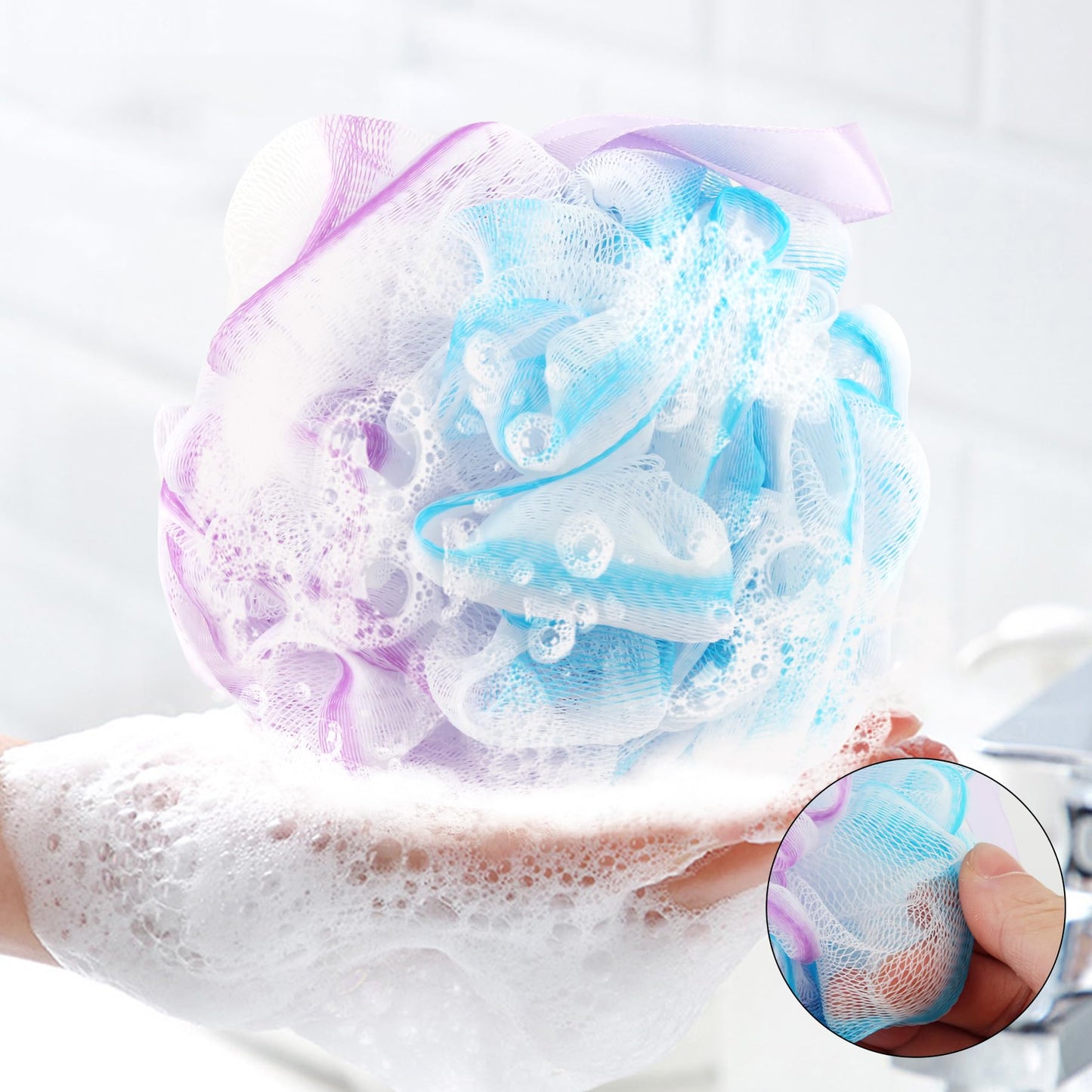 Chuya Bath Sponges Loofahs 70 Grams Large Size,4 Pack Shower Sponge Exfoliating Cleaning Bath Loofa Body Scrubber Balls for Women Men Children Washing Beauty and Personal Care Chuya