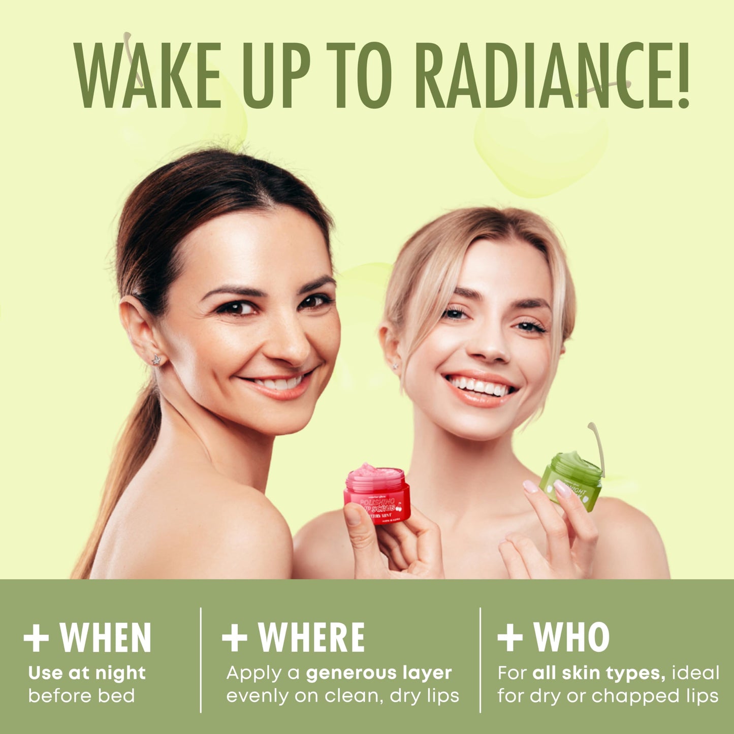 Sundae Glow Lip Mask & Scrub - Apple, Pear, Cherry & Mint - Hydrates, Exfoliates, Softens, Repairs Dry & Chapped Lips - Dermatologist Tested, Korean Beauty & Personal Care Sundae Glow