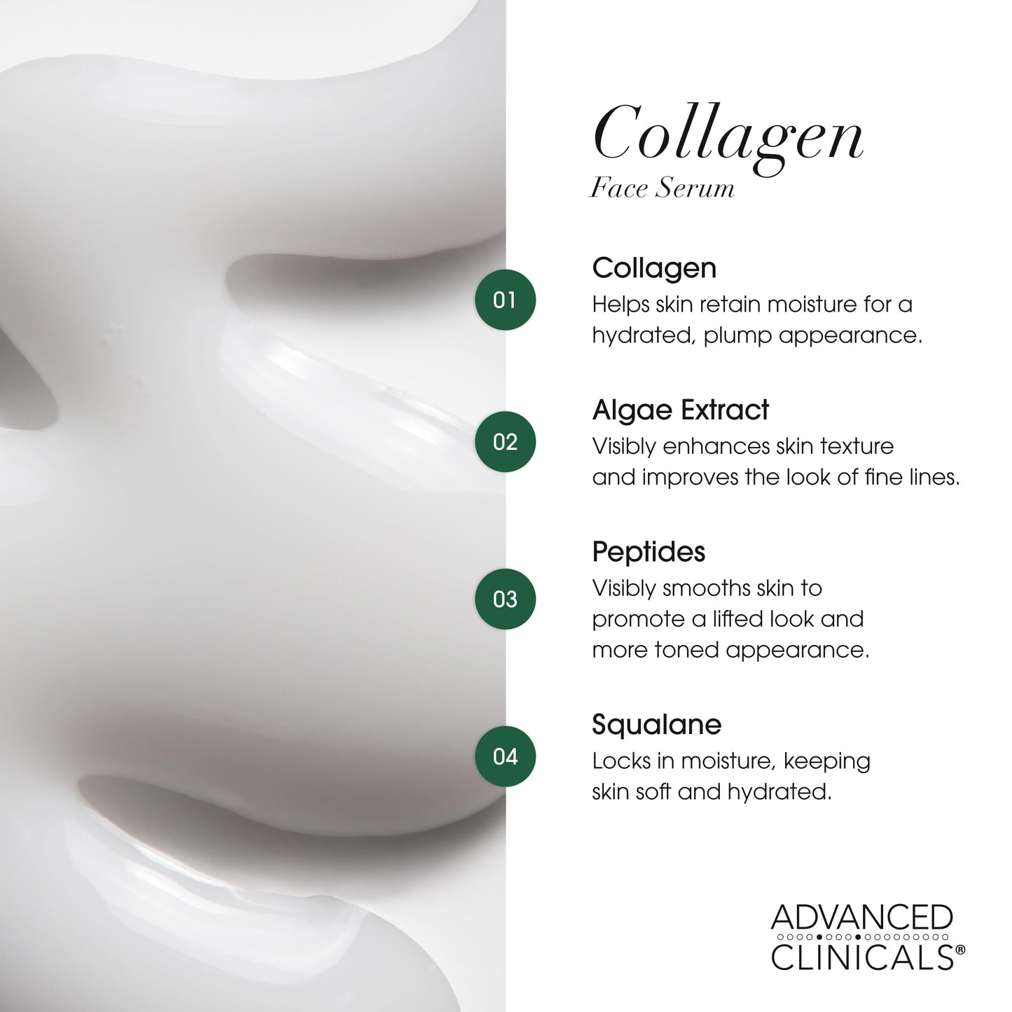 Advanced Clinicals Collagen Serum For Face | Visible Anti Aging Collagen Peptide Serum + Hyaluronic Acid Moisturizer Improves Look Of Wrinkles, Dry Beauty & Personal Care Advanced Clinicals