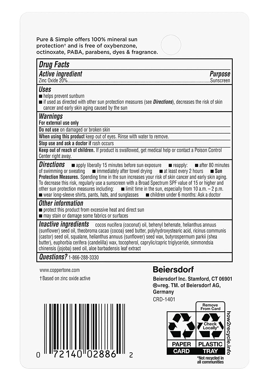 Coppertone SPF#50 Waterbabies Pure & Simple Stick 0.49 Ounce (Pack of 2) Beauty & Personal Care Coppertone
