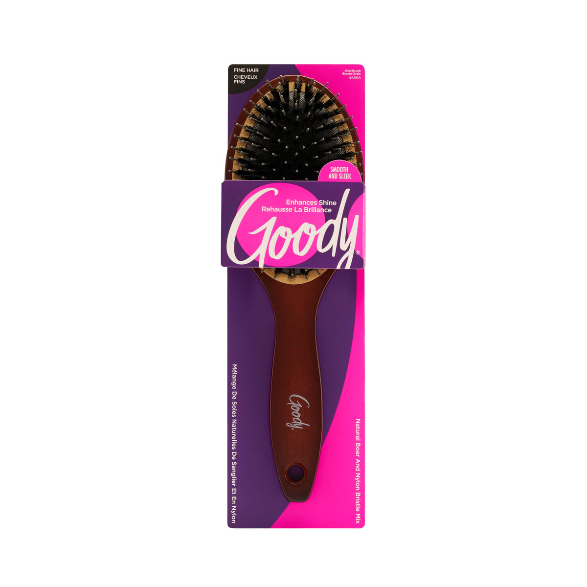 Goody Ceramic Hair Brush, Oval Cushion - Natural Boar and Nylon Bristle Mix to Enhance Shine & Smooth Hair, Fights Frizz and Static - Premium Wood Beauty & Personal Care GOODY