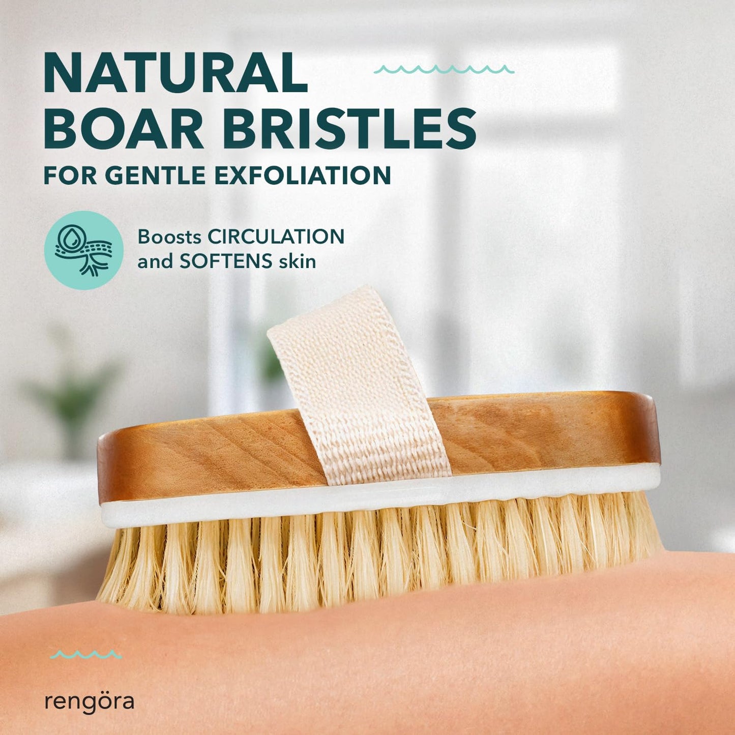 Dry Body Brush for Exfoliating - Natural Bamboo Skin Scrubber with Premium Bristles, Lymphatic Dry Brushing Body Brush for Showering, Exfoliating Tool Beauty and Personal Care rengöra