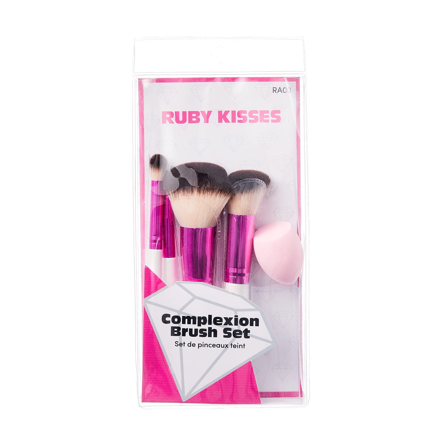 Ruby Kisses Makeup Brushes Travel Size Complexion Brush Set, Powder, Angled Buffer, Blending, Concealer Brush and Blending Sponge, Travel Friendly 5 Beauty & Personal Care Ruby Kisses