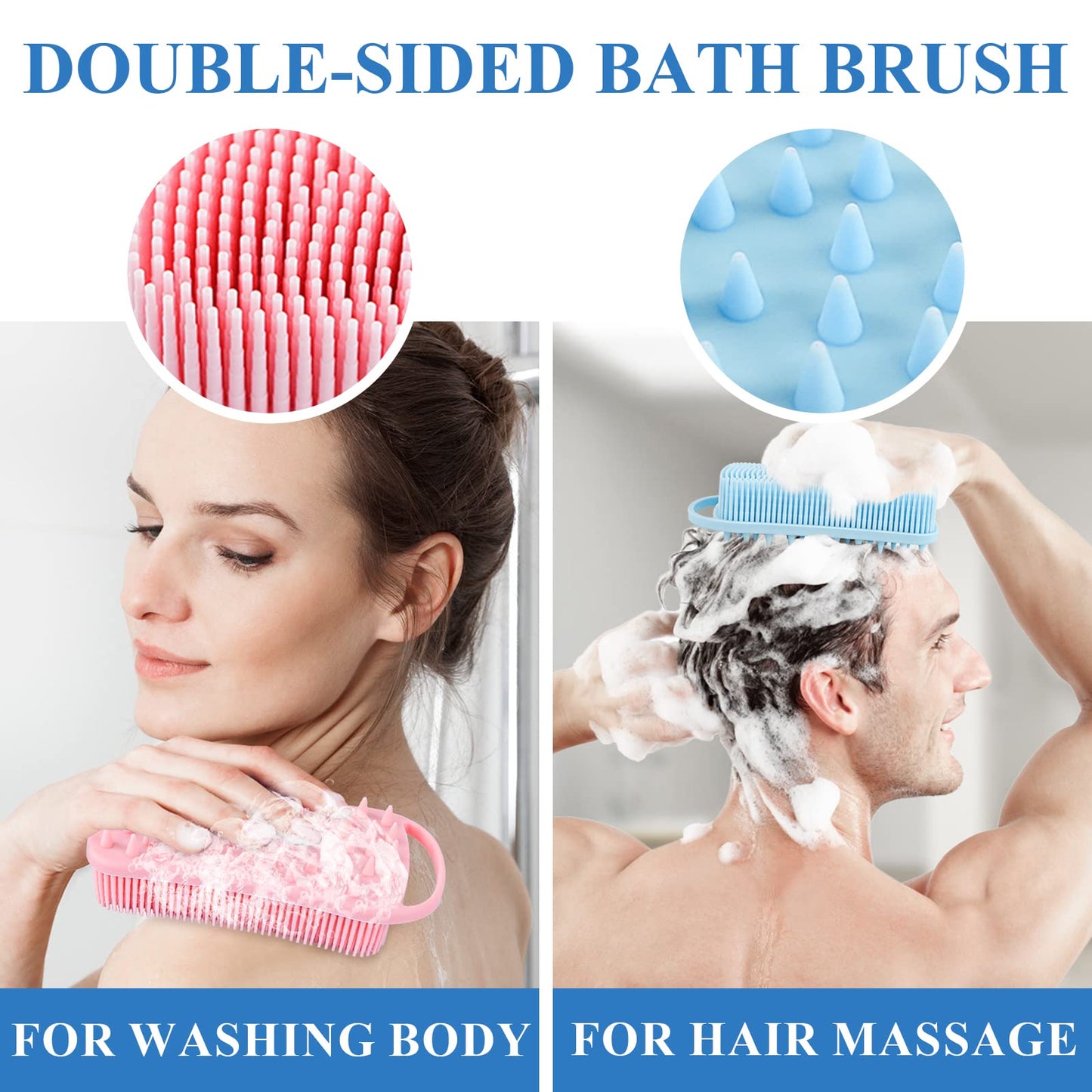 Silicone Body Scrubber Loofah, 2 in 1 Shower Scrubber for Body, Soft Silicone Loofah for Sensitive Women Men All Kinds of Skin, Scalp Massager Shampoo Beauty and Personal Care LronFensy