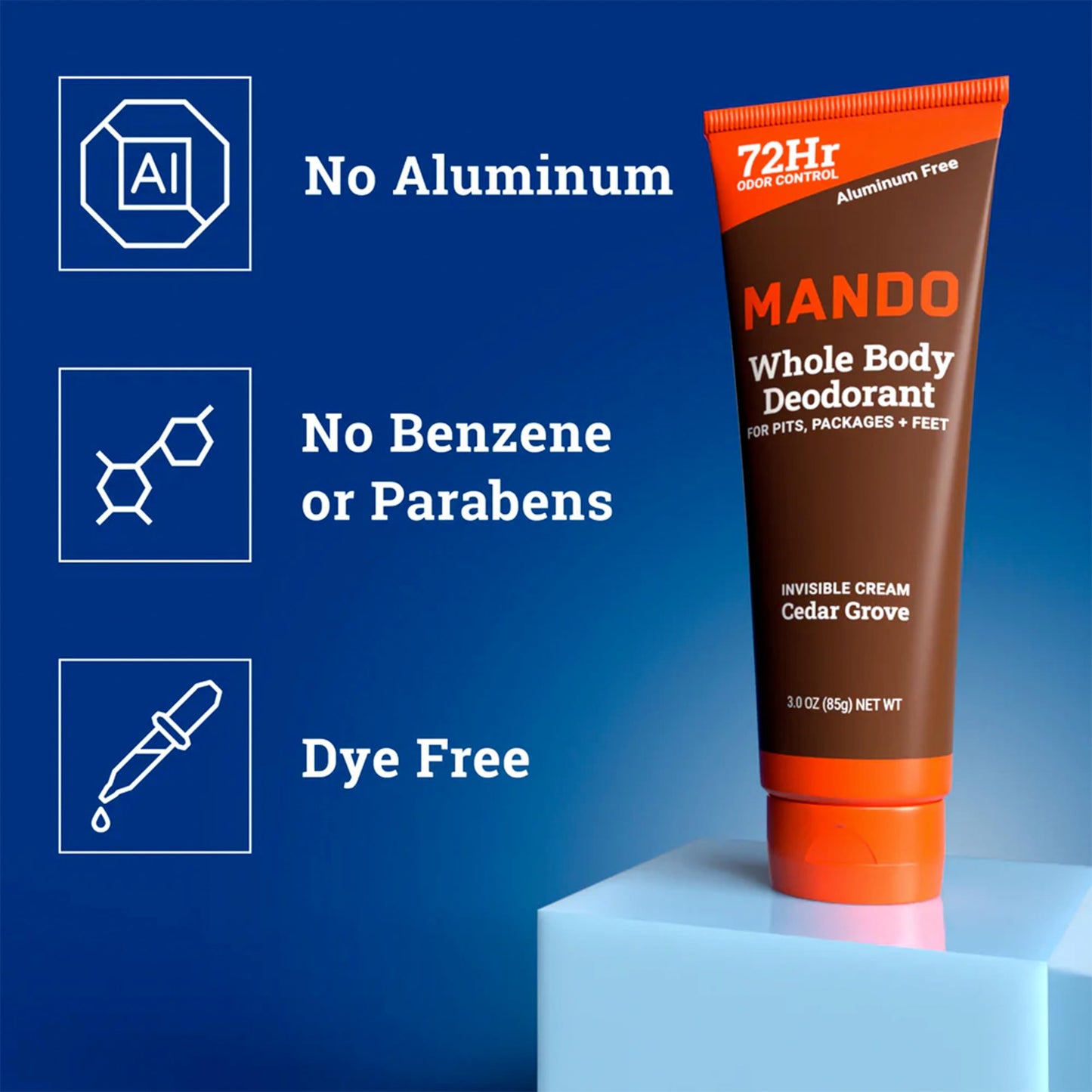 Mando Whole Body Deodorant - Men's Aluminum-Free Invisible Cream Deodorant - Cedar Grove - 3.0 Oz - Pack Of 01 Beauty and Personal Care Mando