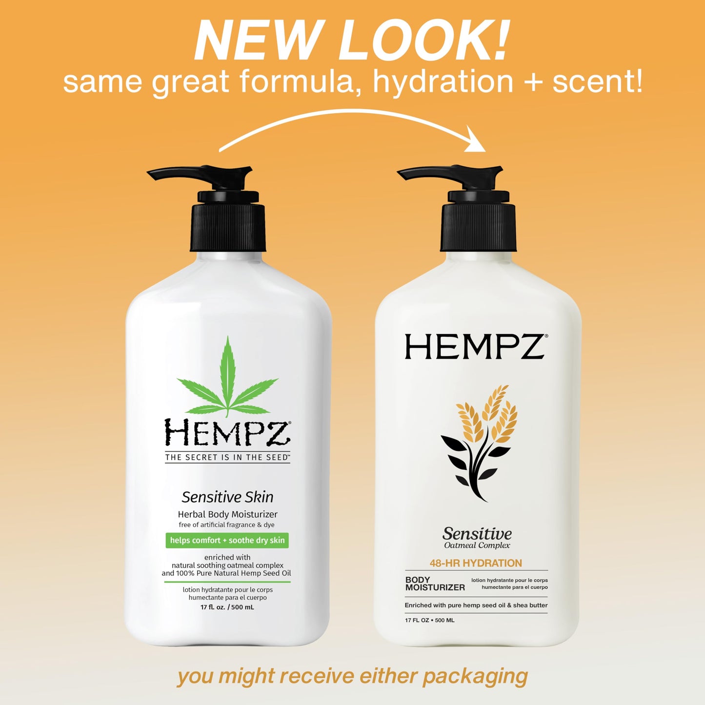 Hempz Sensitive Skin Herbal Moisturizer: Soothing Lotion with Oatmeal, Shea Butter, Hemp, Cocoa, Mango Seed - 17 Fl Oz Beauty & Personal Care Hempz
