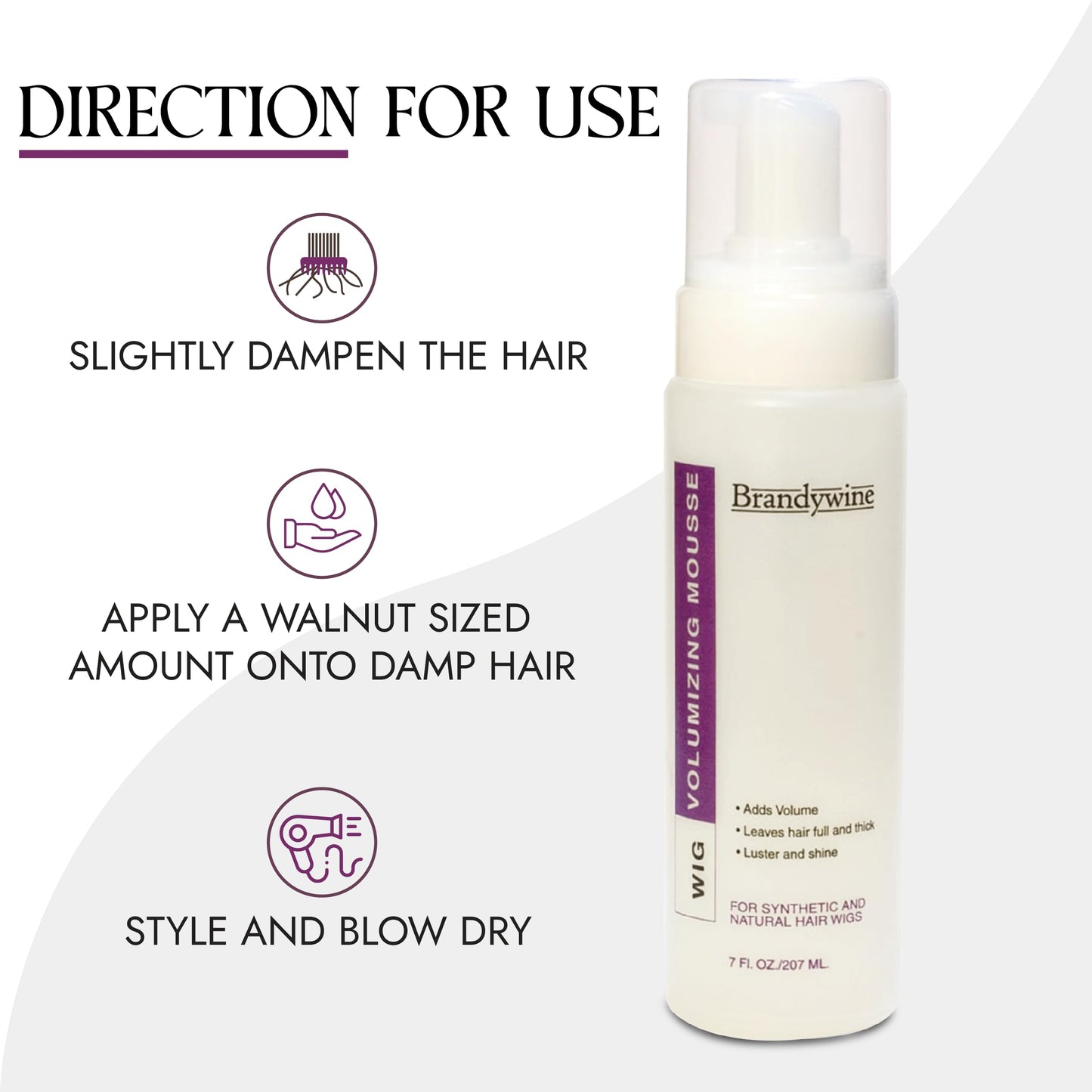 Volumizing Wig Mousse - Adds Volume, Shine & Thickness for Synthetic & Natural Hair Wigs, 7 fl oz / 207 ml Beauty & Personal Care Brandywine