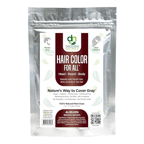 Auburn Reddish Brown Henna Hair Color For All Kit | 100% All Natural Hair Dye & Beard Dye Powder Kit Organic, Herbal & Vegan Chemical & Cruelty Free Beauty & Personal Care Discovery Naturals