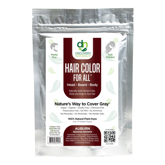 Auburn Reddish Brown Henna Hair Color For All Kit | 100% All Natural Hair Dye & Beard Dye Powder Kit Organic, Herbal & Vegan Chemical & Cruelty Free Beauty & Personal Care Discovery Naturals
