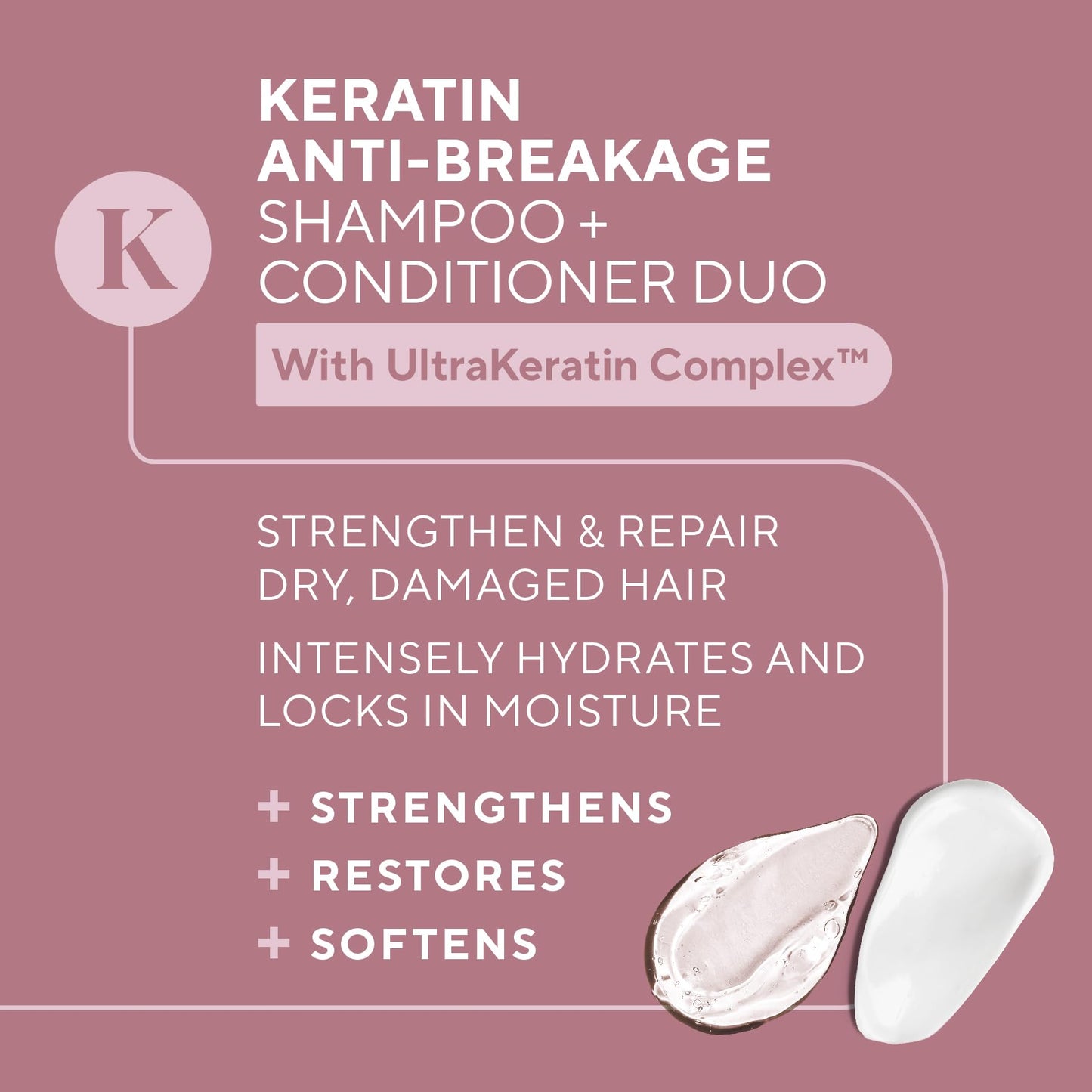 Infusion K Keratin Anti-Breakage Shampoo & Conditioner with UltraKeratin Complex | Hydrates & Strengthens | Enhances Softness & Shine | Color Safe | Beauty & Personal Care Infusion K