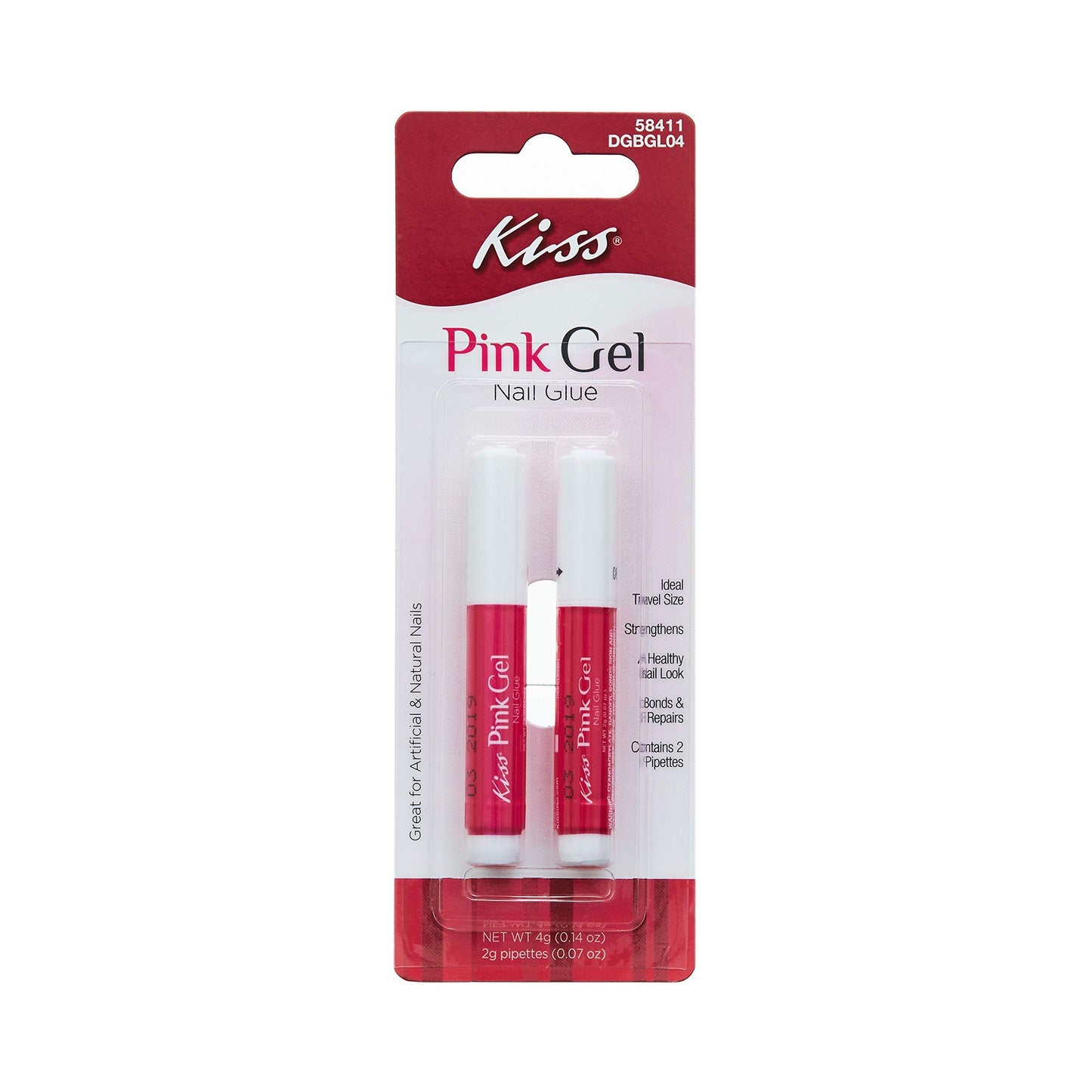 Kiss Pink Gel Nail Glue w/ 2 Pipettes (1 Pack) Beauty & Personal Care KISS