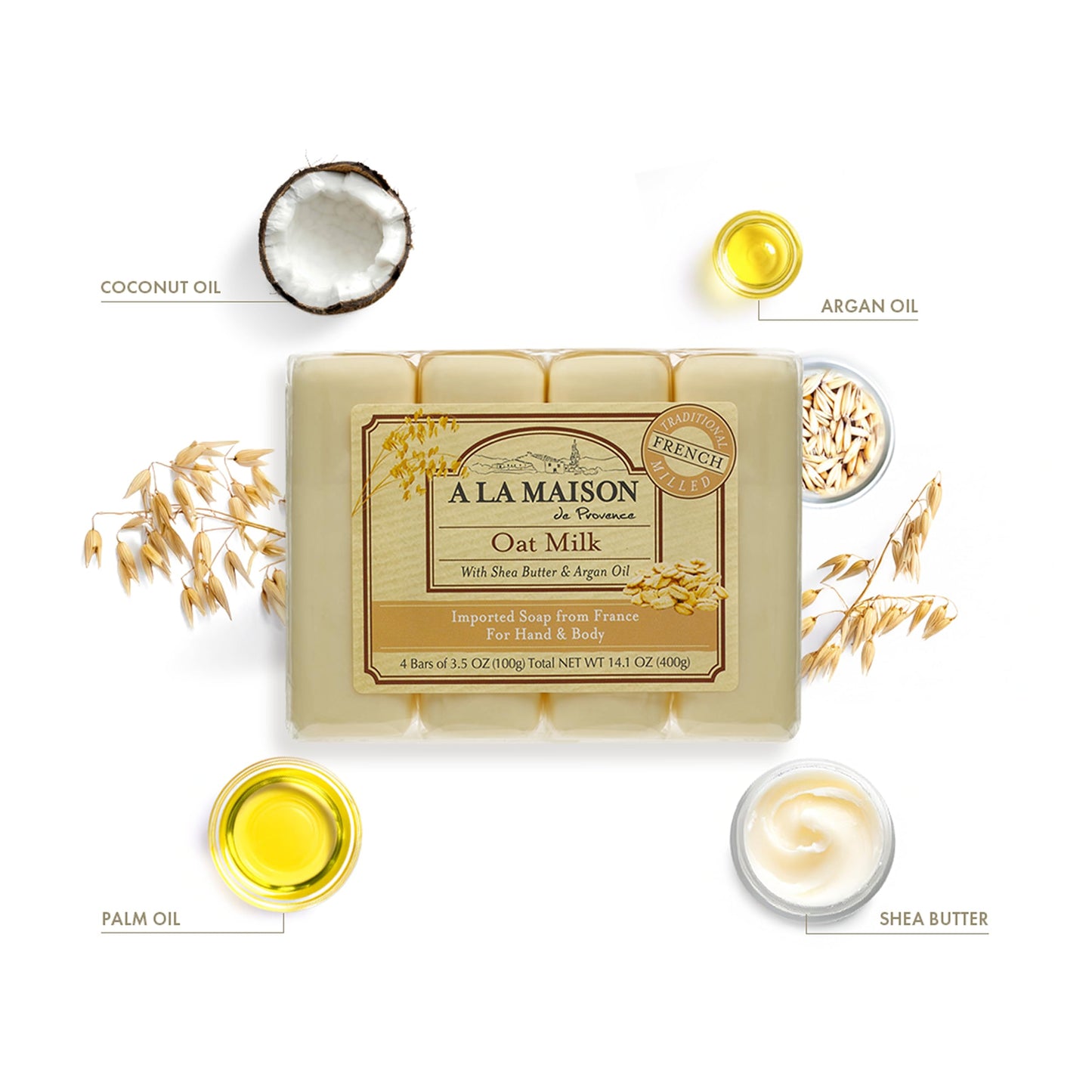 A LA MAISON Oat Milk Bar Soap - Triple French Milled Natural Moisturizing Hand Soap Bar (12 Bars of Soap, 3.5 oz) Beauty & Personal Care A LA MAISON