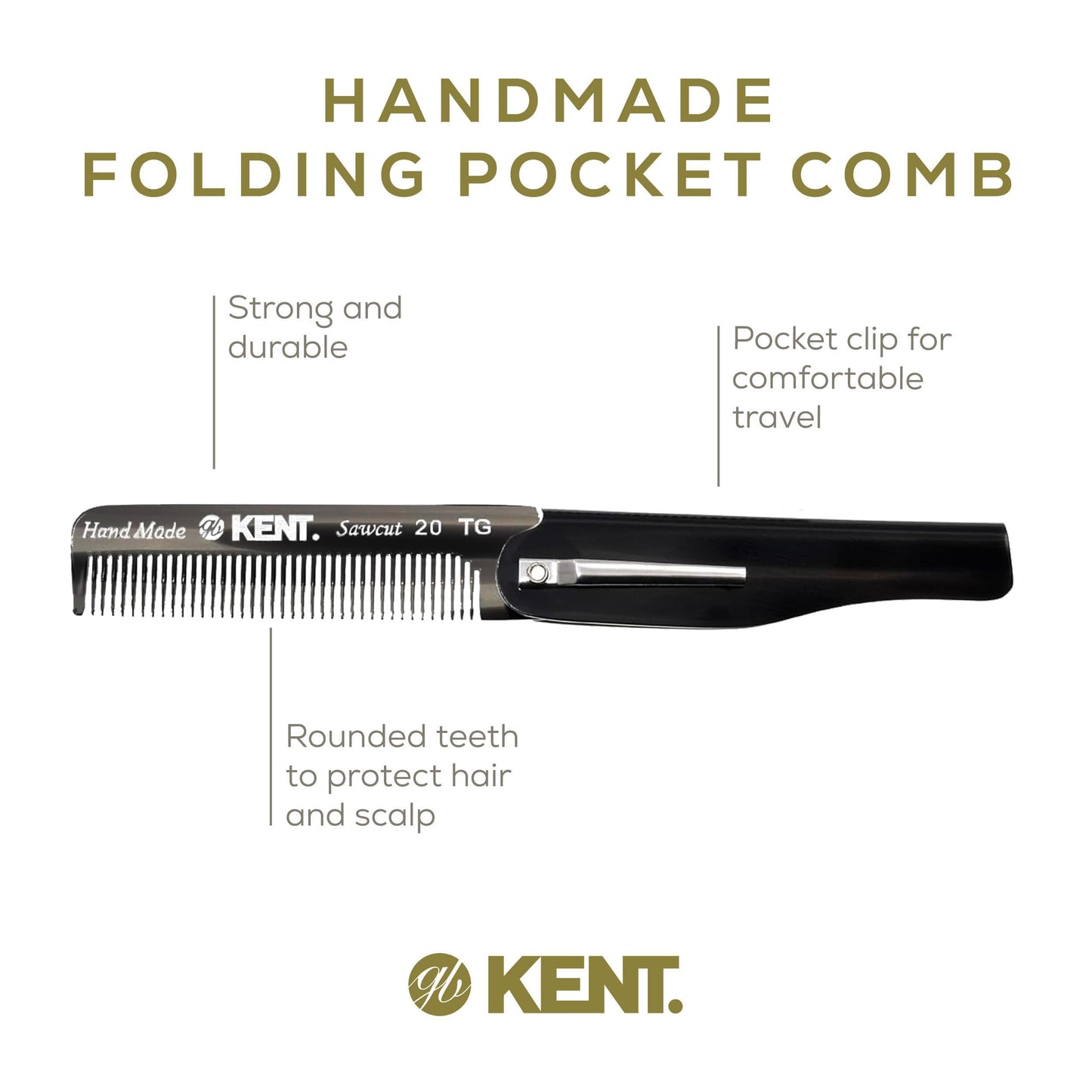 Kent 20T Handmade Fine Tooth Folding Comb + 81T Hand Made Pocket Comb for Beard and Mustache - Beard Growth/Fine Tooth Combs - Beard Straightener Beauty and Personal Care KENT
