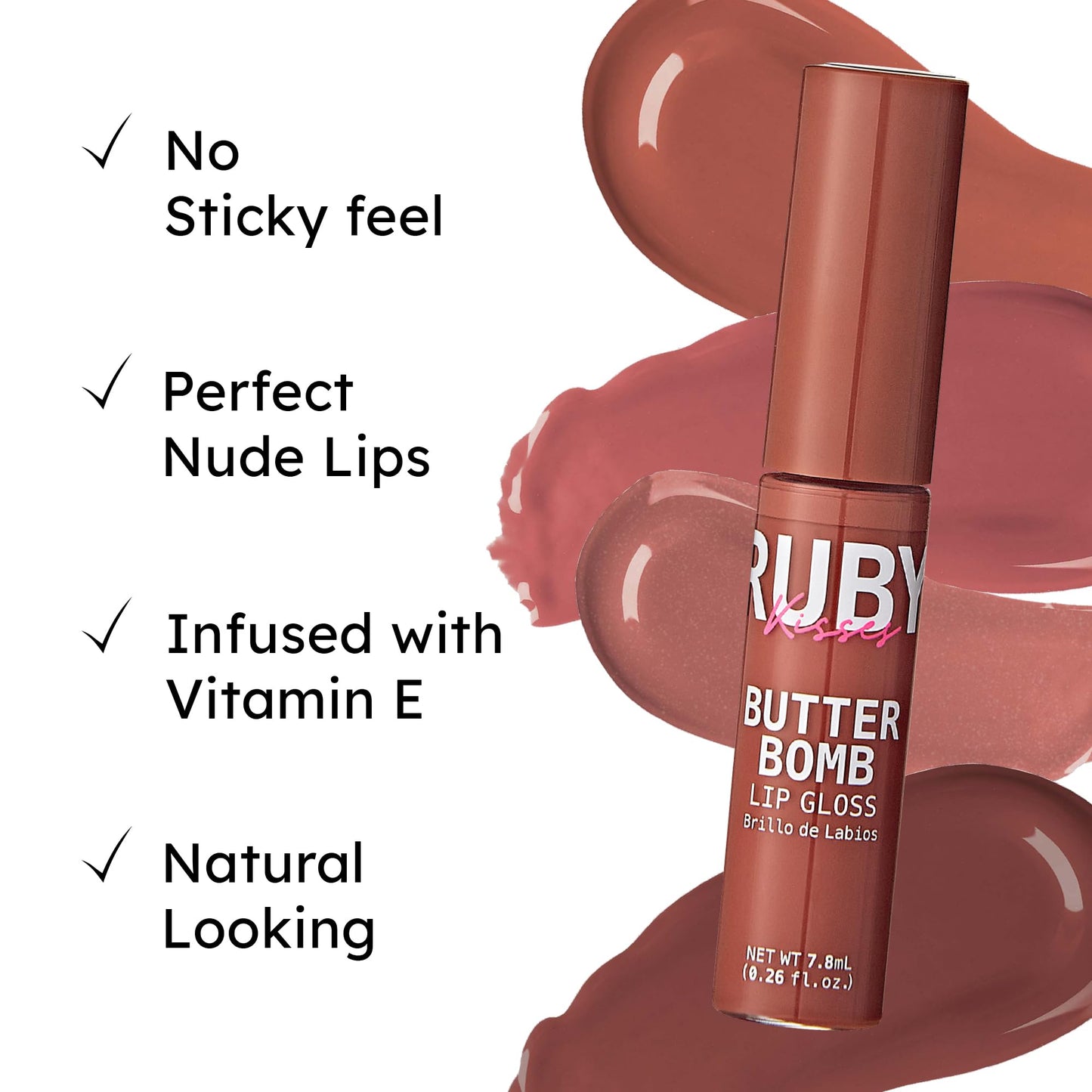 Ruby Kisses Butter Bomb Lip Gloss, High-Shine Non-Sticky Hydrating Plumping Beauty & Personal Care Ruby Kisses