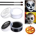 Halloween White Black Oil Face Body Paint Set, Halloween Skeleton Makeup Kit with 2 Brushes, Professional Black White Face Body Painting Kit Beauty & Personal Care VPCRT6