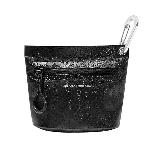 WIROTA Travel Soap Container Bag with Waterproof Zipper and Carabiner Clip Waterproof and Leak Proof Soap Travel Case Travel Accessories (Black) Beauty & Personal Care WIROTA